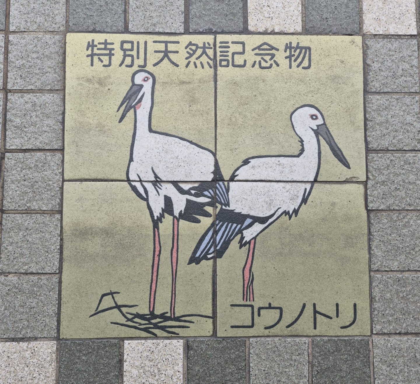 image cigogne sur la plaque d’égout